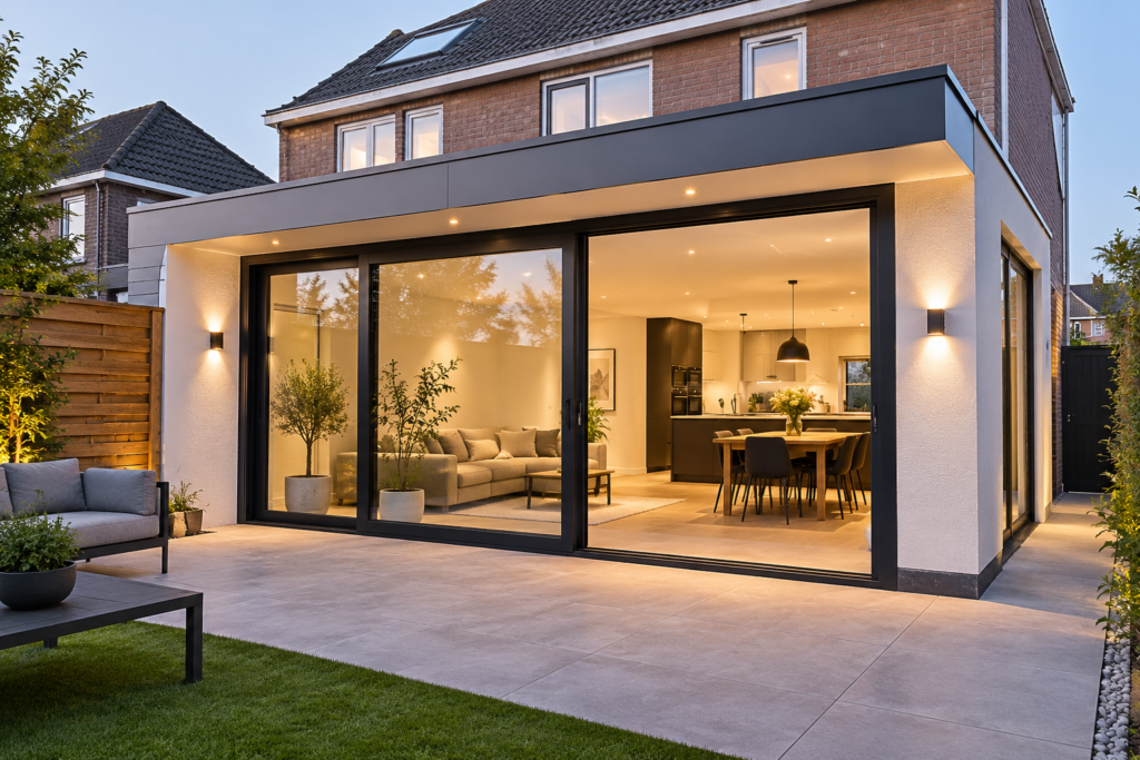 Moderne uitbouw aan een bestaande woning